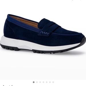 Aquatalia Blue Krizza Suede Slip-Ons